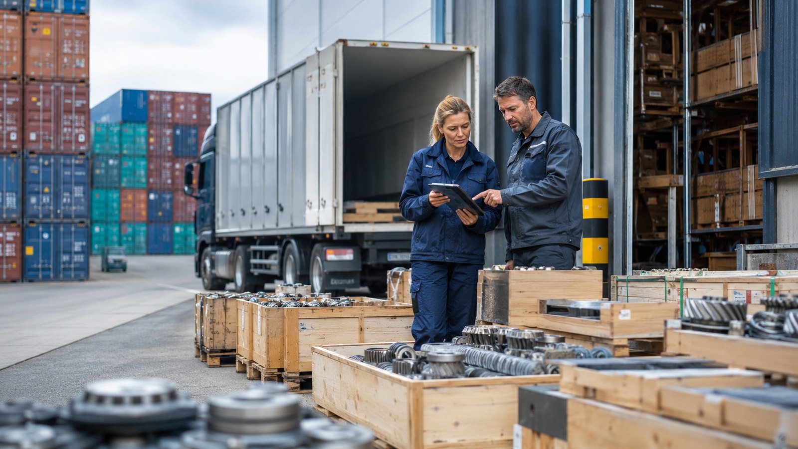 Préparation de caisses de pièces pour export